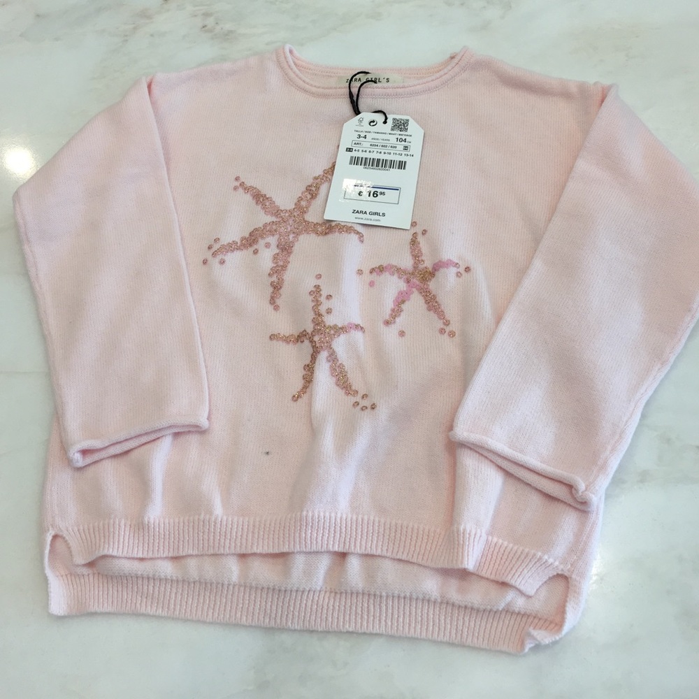 NWT Zara Girls Pink Lightweight Sweater-Size 4